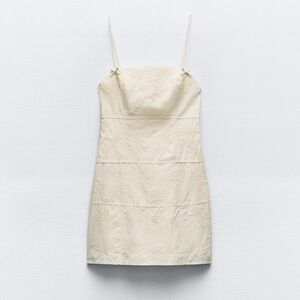 Zara Little Bow Embroidered Cream Dress